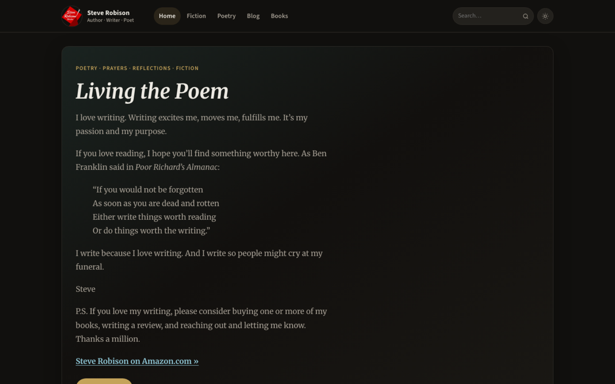 Homepage of Living the Poem